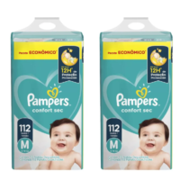 2 Pacotes Fralda Pampers Confort Sec M 112 Unidades