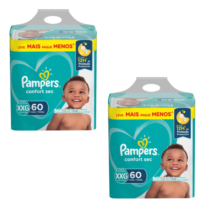 2 Pacotes Fralda Pampers Confort Sec XXG 60 Unidades