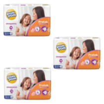 3 Pacotes Fralda Pom Pom Derma Protek Grandinhos 14 Unidades