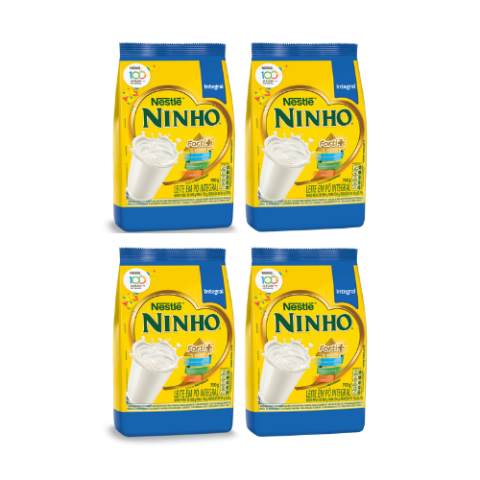 4 Unidades Leite Pó Integral Ninho Forti+ Pacote 750g