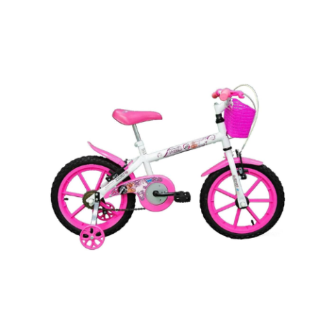 Bicicleta Aro 16 Pink Com Rodinhas E Cestinha Track Bikes