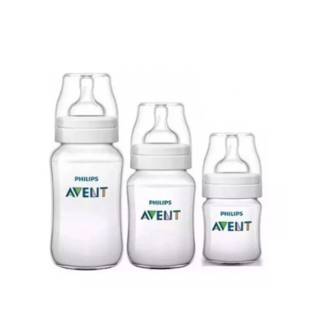 Kit 3 Mamadeiras Philips Avent Classic 125, 260 e 330ml Transparente