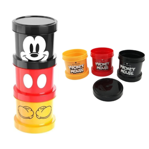 Kit 3 Potes com Tampa Empilhavel Mickey Mouse 450ml