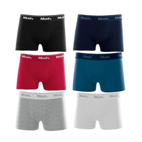Kit 6 Cuecas Infantil Boxer Mash