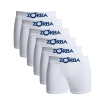 Kit 6 Unidades Cuecas Infantil Zorba Boxer Algodão Sem Costura Branco