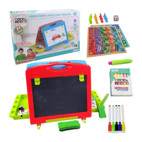 Lousa Magica Maleta 2 em 1 Play e Learn Multikids