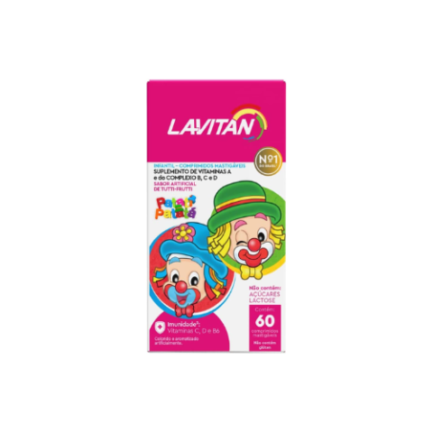 Vitamina Infantil Lavitan Kids Mastigável Tutti Frutti 60 Cápsulas