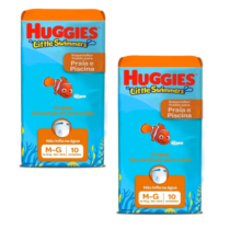 2 Pacotes Fralda Huggies Little Swimmers M/G 10 Unidades