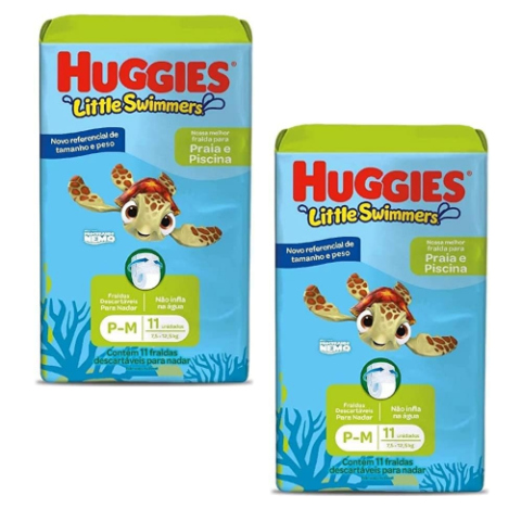 2 Pacotes Fralda Huggies Little Swimmers P/M 11 Unidades