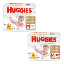 2 Pacotes Fralda Huggies Natural Care M 32 Unidades