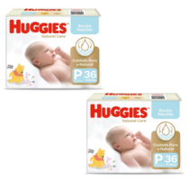2 Pacotes Fralda Huggies Natural Care P 36 Unidades