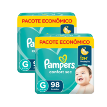 2 Pacotes Fralda Pampers Confort Sec G 98 Unidades