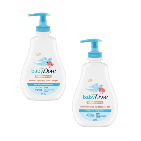 2 Unidades Sabonete Líquido Baby Dove Hidratação Enriquecida 400ml