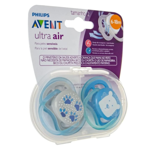 Chupeta Ultra Air Dupla Decorada Urso Philips Avent 6-18M