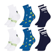 Kit 6 Pares Meia Puma Infantil Cano Longo Algodão