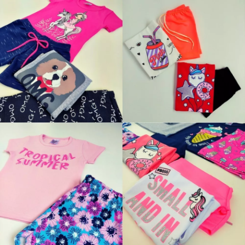 Kit Lote 12 Peças Menina Conjunto Infantil Top Feminino