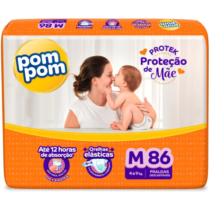 Fralda Pom Pom Protek Proteção de Mãe Hiper M 86 Unidades