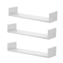 Kit 3 Prateleiras Nichos em U 70×15 com Suporte Flutuante Invisível MDF Branco