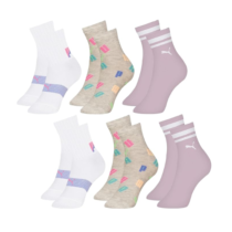 Kit 6 Pares Meia Puma Infantil Meninas Cano Alto