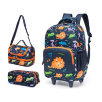 Kit Mochila De Rodinha Spector Dinossauro Reforçada + Lancheira + Estojo