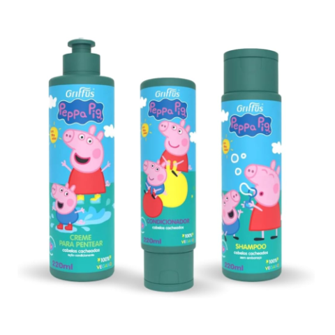 Kit Peppa Pig e George Griffus Shampoo + Condicionador + Creme para Pentear 220ml