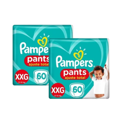 2 Pacotes Fralda Pampers Pants Ajuste Total XXG 60 Unidades
