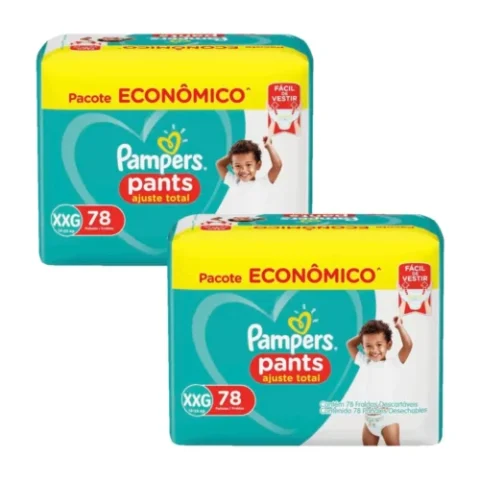 2 Pacotes Fraldas Pampers Pants Ajuste Total Max XXG 78 Unidades