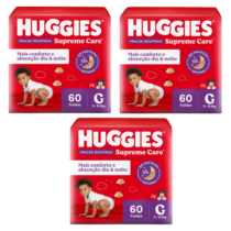 3 Pacotes Fralda Huggies Supreme Care Roupinha G 60 Unidades