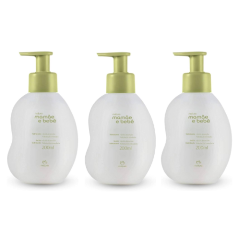 3 Unidades Hidratante Mamãe e Bebê Natura 200ml