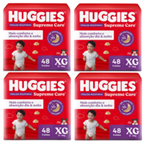 4 Pacotes Fralda Huggies Supreme Care Roupinha XG 48 Unidades