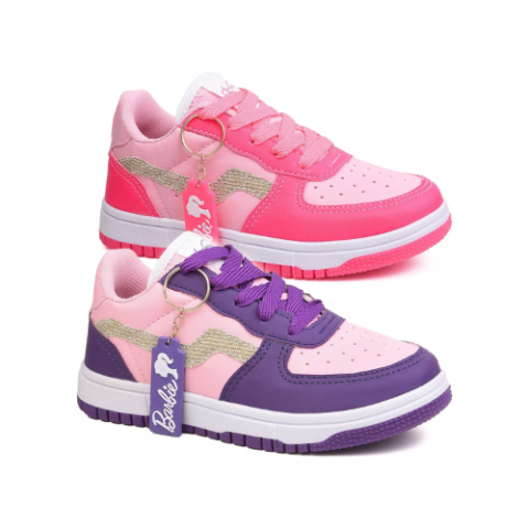 Combo 2 Pares Tênis Barbie Infantil Rosa e Roxo Dzu