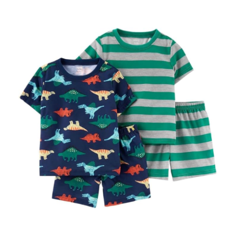 Conjuntos Carter’s 4 Peças Dinossauro 2 Shorts + 2 Camisas
