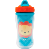 Copo Parede Dupla Com Canudo Animal Fun Leão Buba