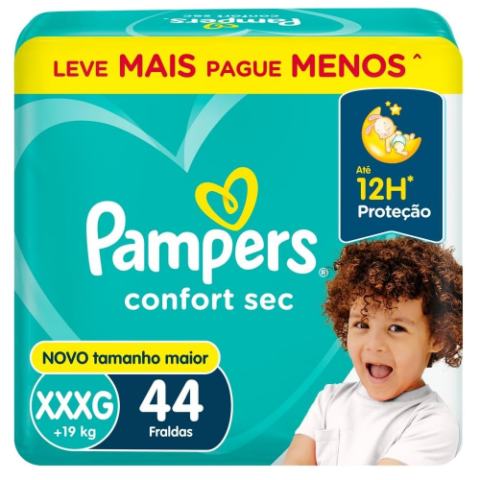 Fralda Pampers Confort Sec XXXG 44 Unidades