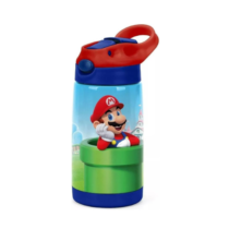 Garrafa De Aco Inoxidavel Super Mario Com Canudo 500ml