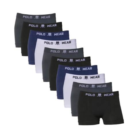 Kit 10 Cuecas Boxer Polo Wear Infantil Microfibra Sortido Tam. M