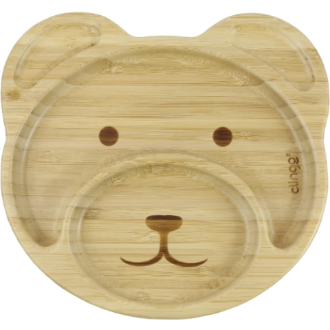 Prato De Bambu Urso Com Ventosa Clingo