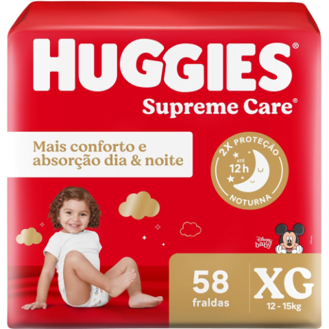 Fralda Huggies Supreme Care XG 58 unidades