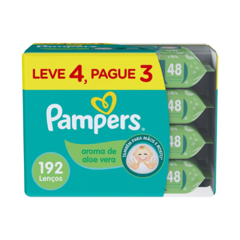 Pampers Lenços Umedecidos Aroma De Aloe Vera 192 Unidades