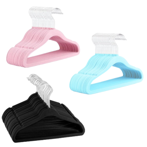 Kit 40 Cabides de Veludo Infantil 360° Antideslizante Para Roupas