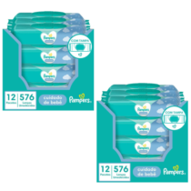 2 Packs Lenços Umedecidos Pampers Cuidado de Bebê 576 Unidades