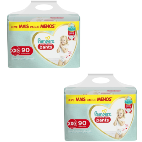 2 Pacotes Pampers Fralda Pants Premium Care XXG 90 Unidades