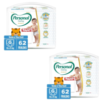 2 Pacotes Fralda Personal Baby Premium Pants G 62 unidades