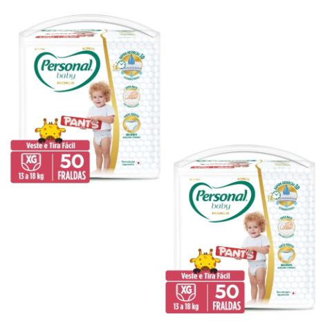 2 Pacotes Fralda Personal Baby Premium Pants XG 50 Unidades