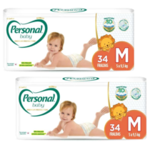2 Pacotes Fralda Personal Baby Premium Protection M 34 Unidades