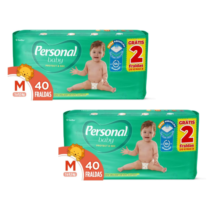2 Pacotes Fralda Personal Baby Protect e Sec M 40 Unidades