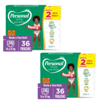 2 Pacotes Fralda Personal Baby Total Protect Pants XG 36 Unidades