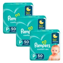 3 Pacotes Fralda Pampers Confort Sec P 50 Unidades