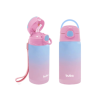 BUBA Copo Térmico Parede Dupla Com Canudo 400ml Rosa