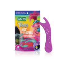 Fio Dental Infantil Com Haste Trolls com 20 Unidades Uva Gum